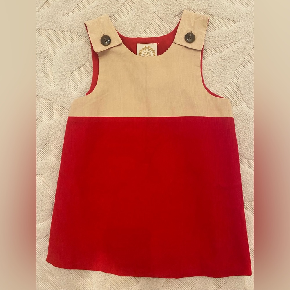 Girls TBBC red and tan cordoroy Juliet jumper